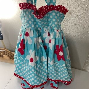 Jelly the Pug Polka Dot Sassy Dress 2T Red Blue Strawberry
